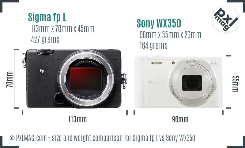 Sigma fp L vs Sony WX350 size comparison