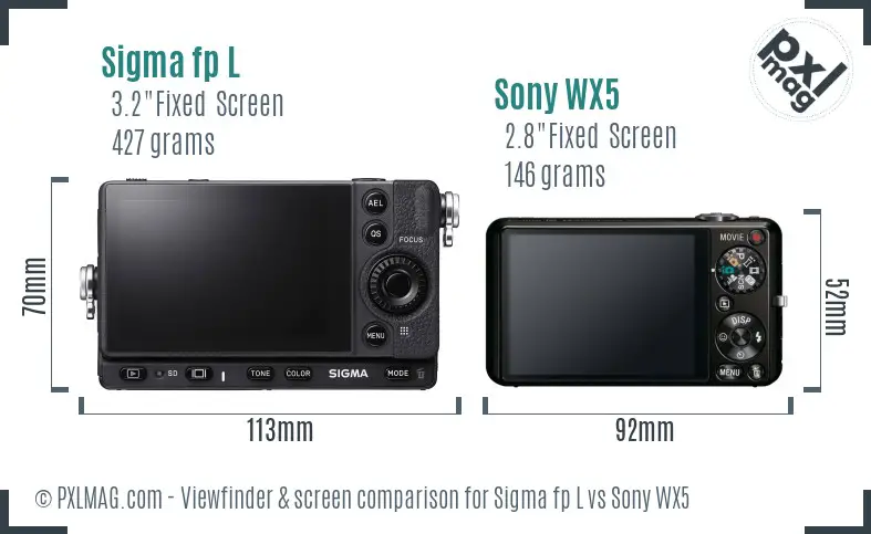 Sigma fp L vs Sony WX5 Screen and Viewfinder comparison