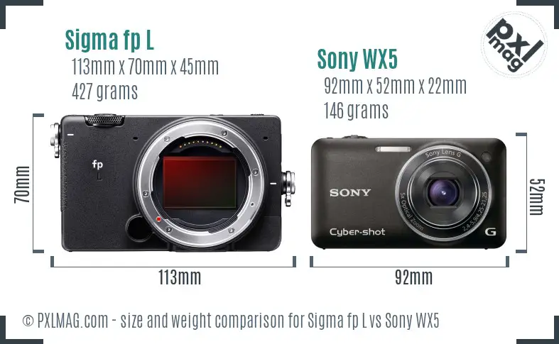 Sigma fp L vs Sony WX5 size comparison