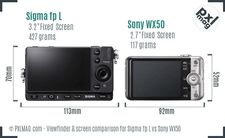 Sigma fp L vs Sony WX50 Screen and Viewfinder comparison