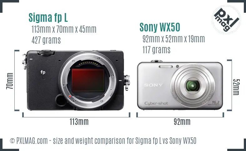 Sigma fp L vs Sony WX50 size comparison