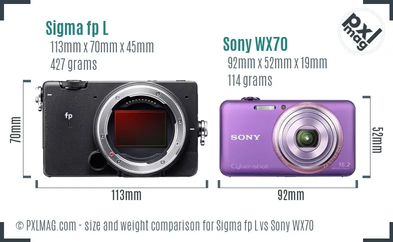 Sigma fp L vs Sony WX70 size comparison