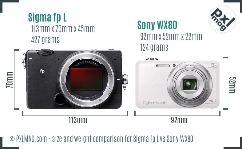 Sigma fp L vs Sony WX80 size comparison