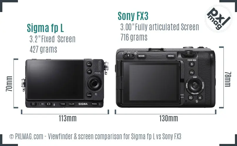 Sigma fp L vs Sony FX3 Screen and Viewfinder comparison