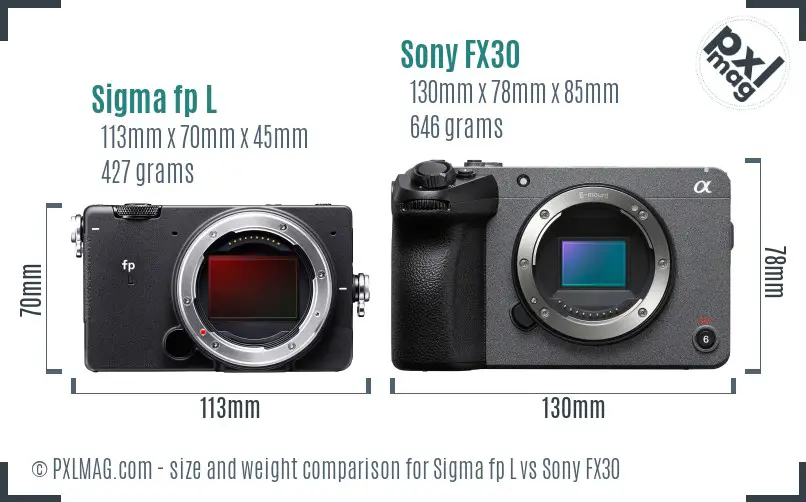 Sigma fp L vs Sony FX30 size comparison