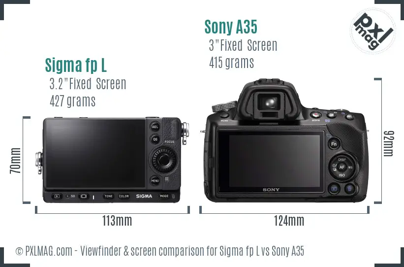 Sigma fp L vs Sony A35 Screen and Viewfinder comparison