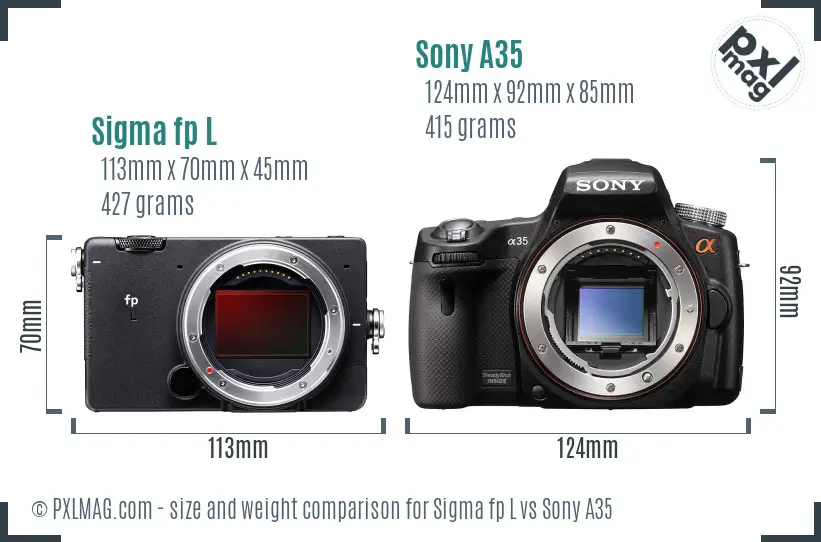 Sigma fp L vs Sony A35 size comparison