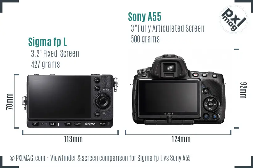 Sigma fp L vs Sony A55 Screen and Viewfinder comparison