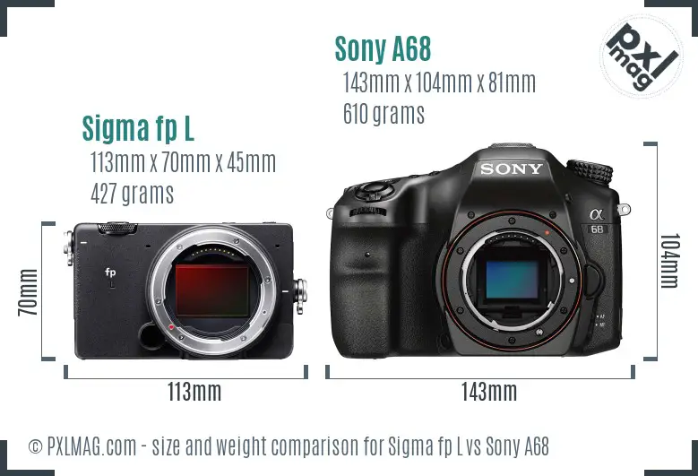 Sigma fp L vs Sony A68 size comparison
