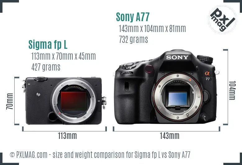 Sigma fp L vs Sony A77 size comparison