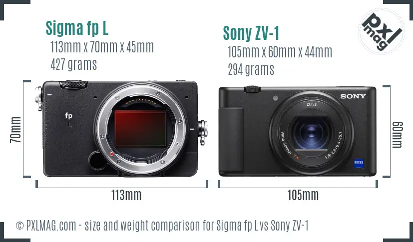 Sigma fp L vs Sony ZV-1 size comparison