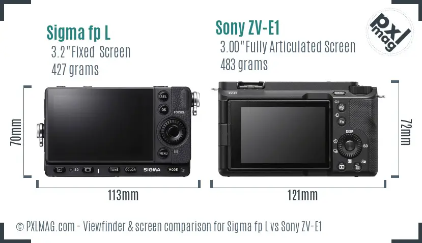 Sigma fp L vs Sony ZV-E1 Screen and Viewfinder comparison