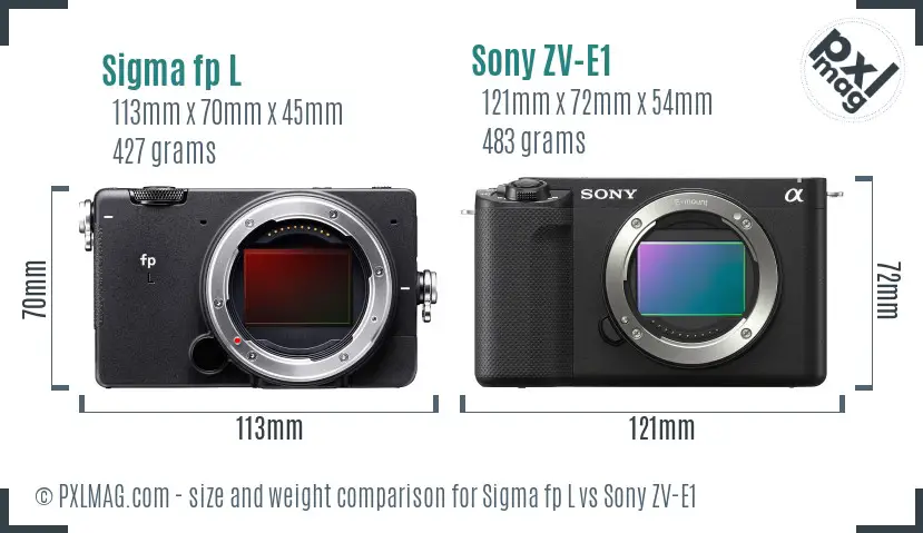 Sigma fp L vs Sony ZV-E1 size comparison