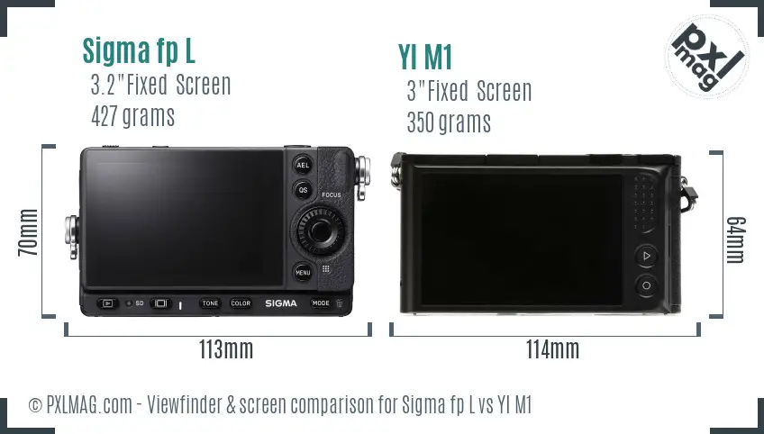 Sigma fp L vs YI M1 Screen and Viewfinder comparison