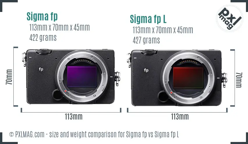 Sigma fp vs Sigma fp L size comparison
