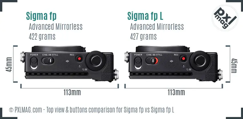 Sigma fp vs Sigma fp L top view buttons comparison