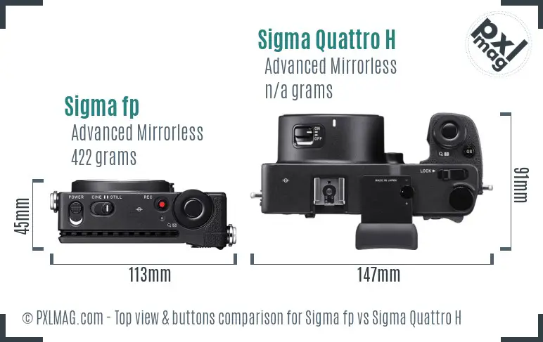 Sigma fp vs Sigma Quattro H top view buttons comparison