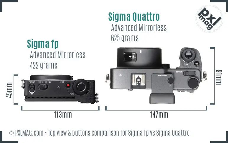 Sigma fp vs Sigma Quattro top view buttons comparison