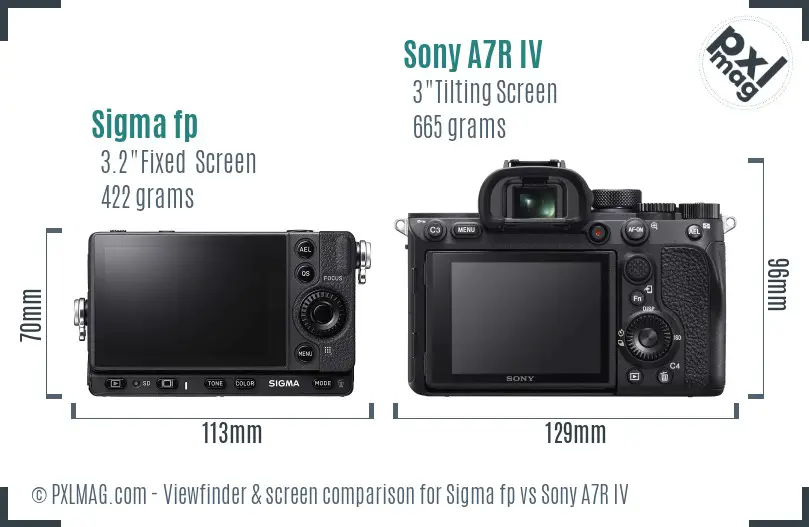 Sigma fp vs Sony A7R IV Screen and Viewfinder comparison