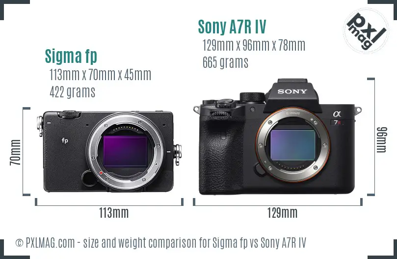 Sigma fp vs Sony A7R IV size comparison