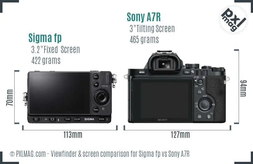 Sigma fp vs Sony A7R Screen and Viewfinder comparison