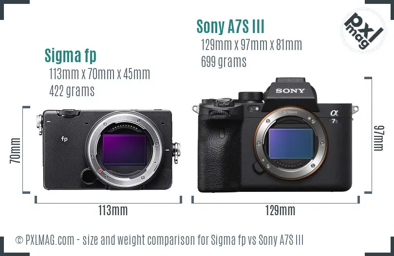 Sigma fp vs Sony A7S III size comparison