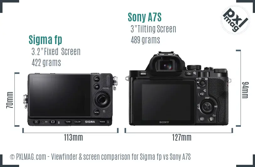 Sigma fp vs Sony A7S Screen and Viewfinder comparison