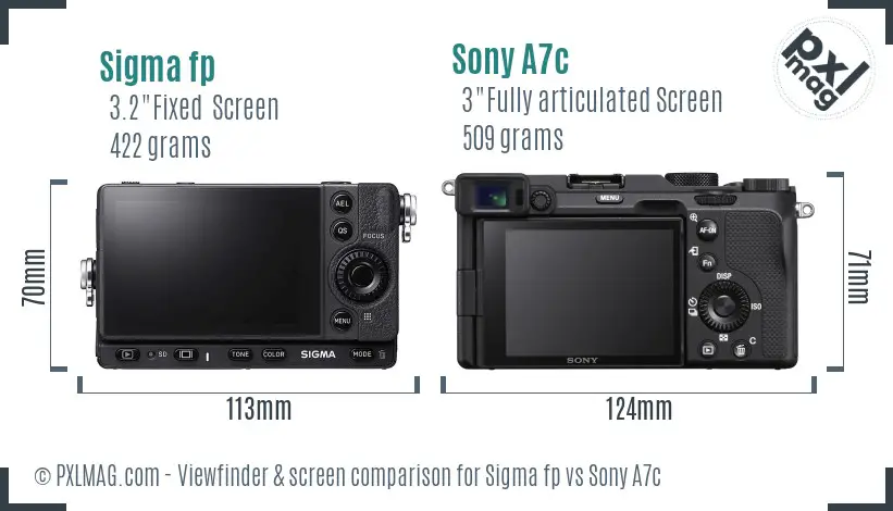 Sigma fp vs Sony A7c Screen and Viewfinder comparison