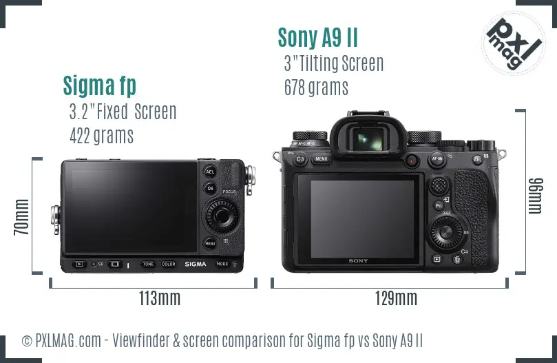Sigma fp vs Sony A9 II Screen and Viewfinder comparison