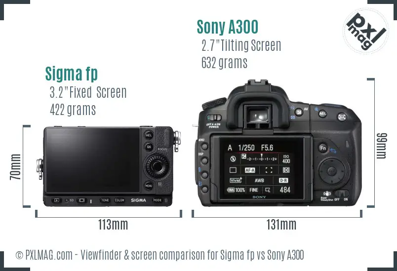 Sigma fp vs Sony A300 Screen and Viewfinder comparison