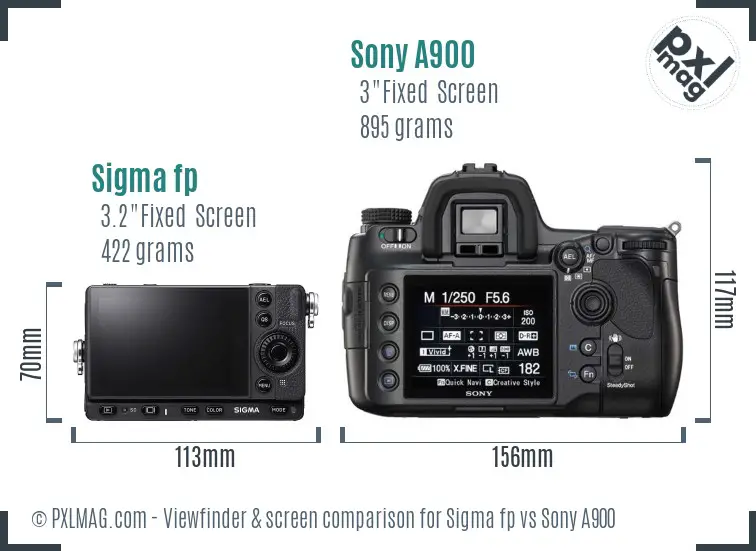 Sigma fp vs Sony A900 Screen and Viewfinder comparison Sigma fp vs Sony A900 Screen and Viewfinder comparison