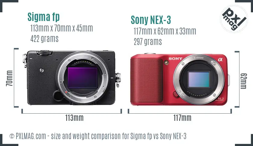 Sigma fp vs Sony NEX-3 size comparison