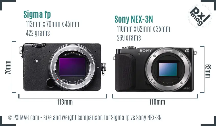 Sigma fp vs Sony NEX-3N size comparison