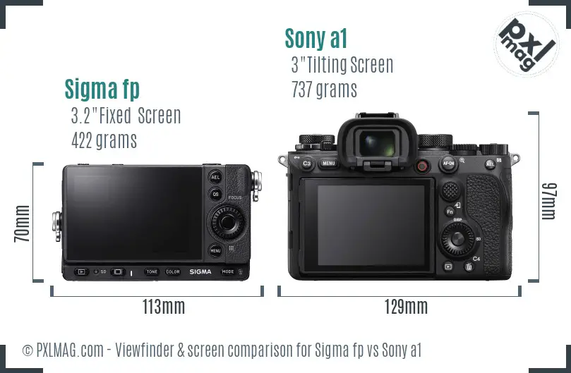 Sigma fp vs Sony a1 Screen and Viewfinder comparison