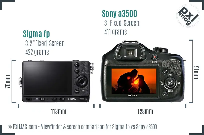 Sigma fp vs Sony a3500 Screen and Viewfinder comparison