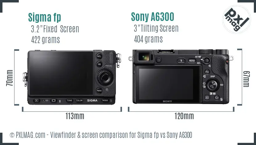 Sigma fp vs Sony A6300 Screen and Viewfinder comparison