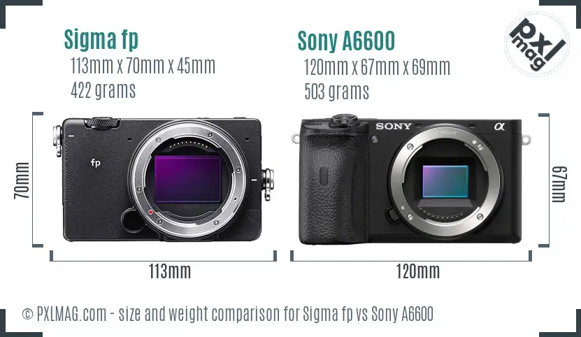 Sigma fp vs Sony A6600 size comparison