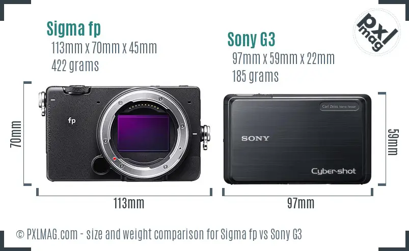 Sigma fp vs Sony G3 size comparison Sigma fp vs Sony G3 size comparison