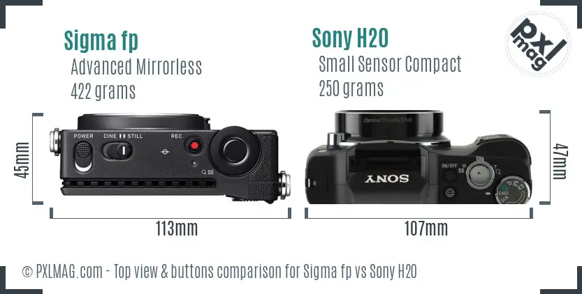 Sigma fp vs Sony H20 top view buttons comparison