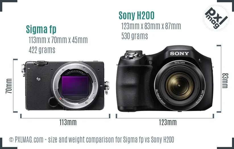 Sigma fp vs Sony H200 size comparison Sigma fp vs Sony H200 size comparison
