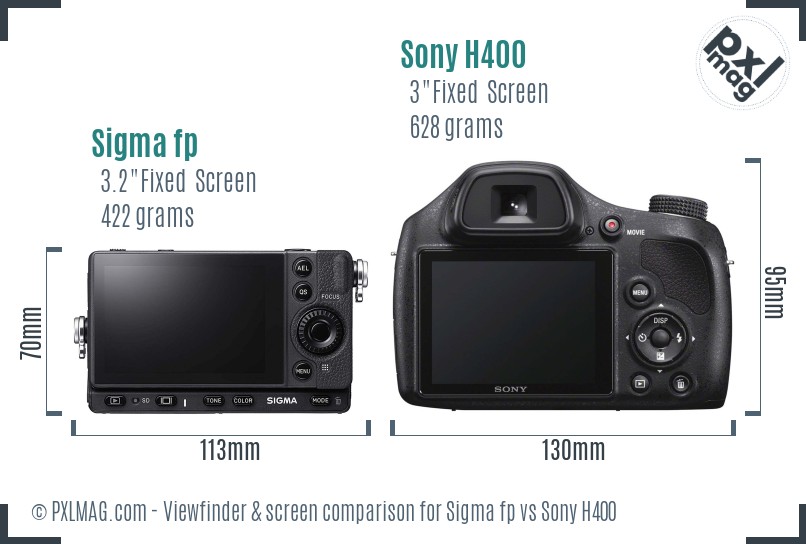 Sigma fp vs Sony H400 Screen and Viewfinder comparison