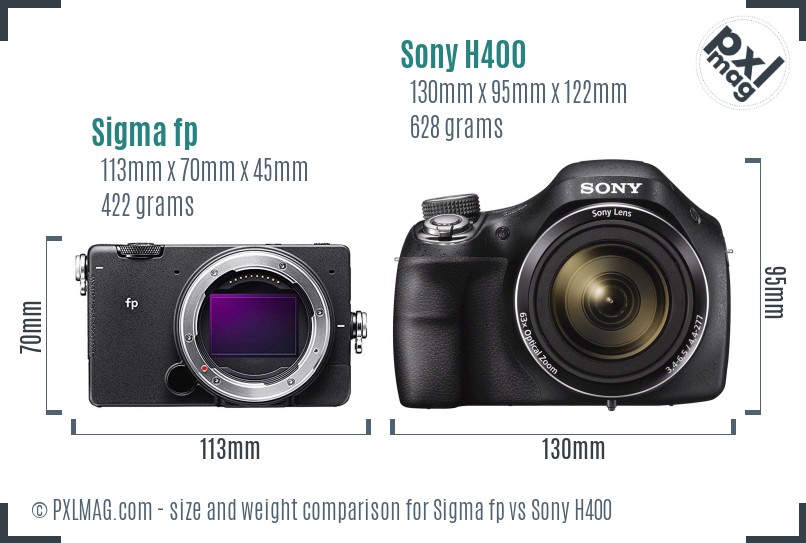 Sigma fp vs Sony H400 size comparison Sigma fp vs Sony H400 size comparison