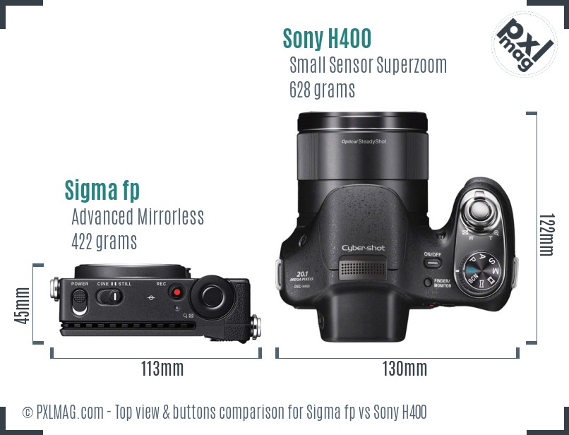 Sigma fp vs Sony H400 top view buttons comparison