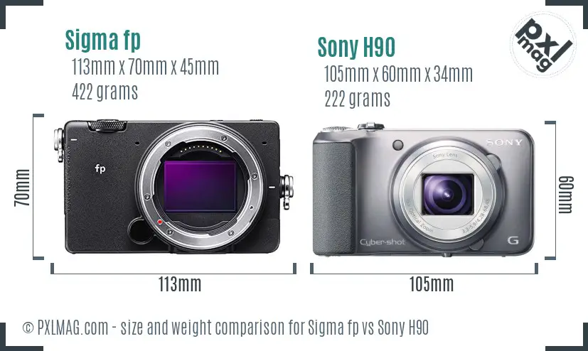 Sigma fp vs Sony H90 size comparison Sigma fp vs Sony H90 size comparison