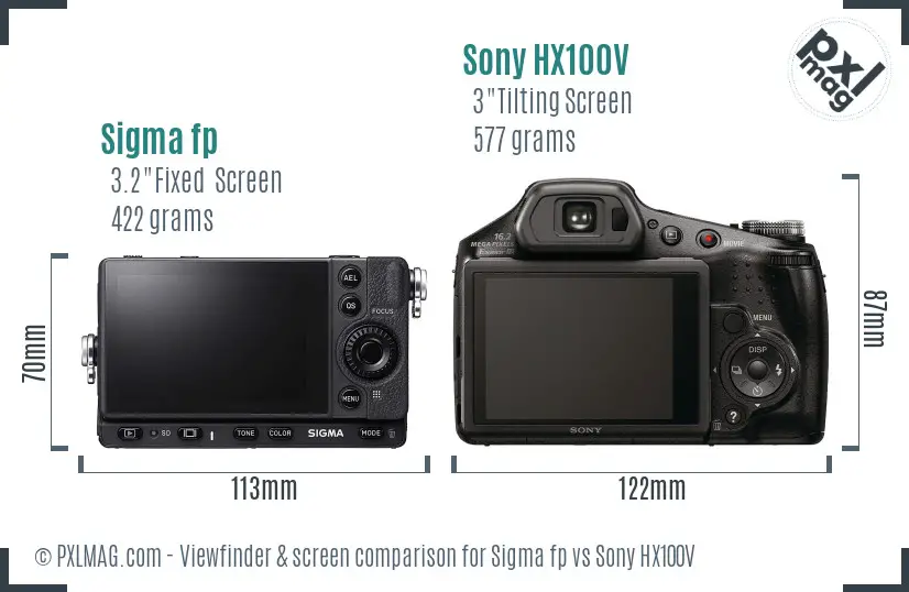 Sigma fp vs Sony HX100V Screen and Viewfinder comparison Sigma fp vs Sony HX100V Screen and Viewfinder comparison