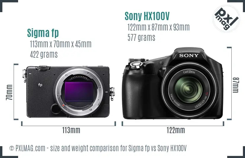 Sigma fp vs Sony HX100V size comparison Sigma fp vs Sony HX100V size comparison