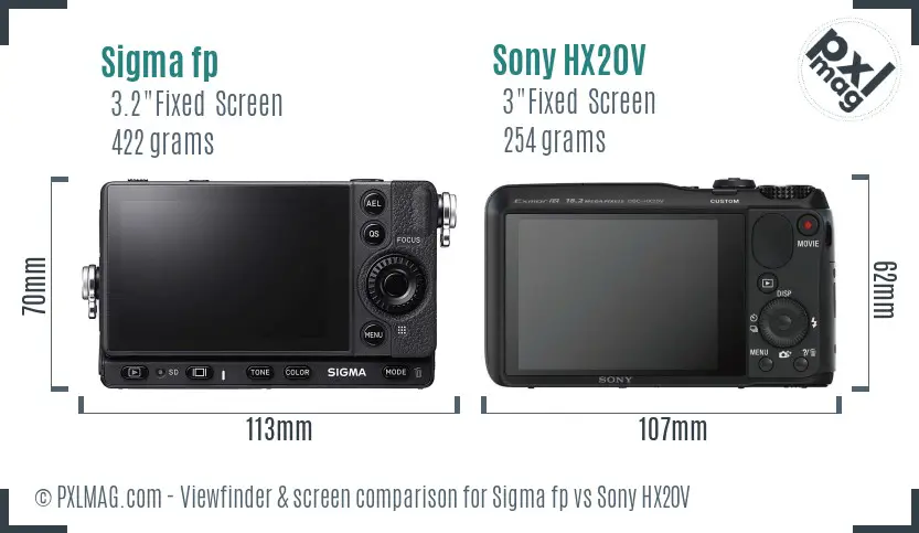 Sigma fp vs Sony HX20V Screen and Viewfinder comparison Sigma fp vs Sony HX20V Screen and Viewfinder comparison