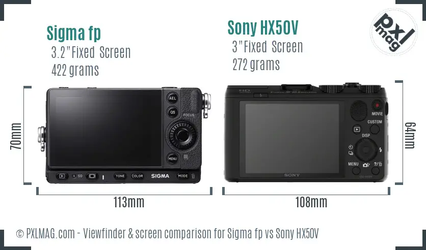 Sigma fp vs Sony HX50V Screen and Viewfinder comparison