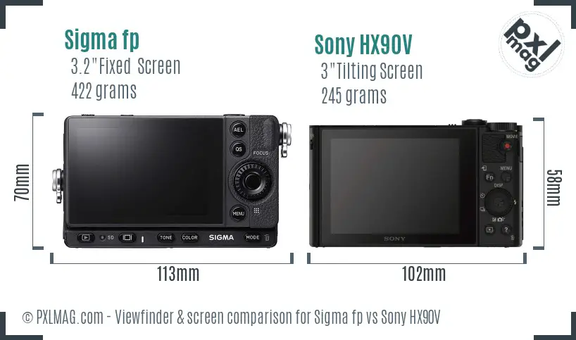 Sigma fp vs Sony HX90V Screen and Viewfinder comparison