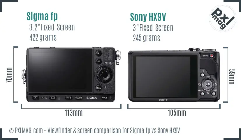 Sigma fp vs Sony HX9V Screen and Viewfinder comparison Sigma fp vs Sony HX9V Screen and Viewfinder comparison